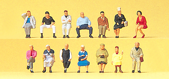 Seated travelers. 14 miniature figures<br /><a href='images/pictures/Preiser/75041.jpg' target='_blank'>Full size image</a>